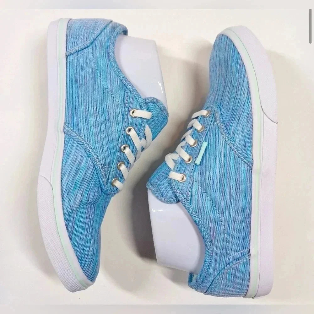Vans Authentic Skate Canvas Sneaker Shoes US 10 721356 Blue Green Pin Stripes